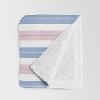 Cottage Stripes Double Stripe Pattern in Pastel Blue Pink White Throw Blanket Gallery Image 3