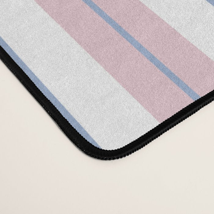 Cottage Stripes Double Stripe Pattern in Pastel Blue Pink White Desk Mat Gallery Image 4