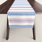 Cottage Stripes Double Stripe Pattern in Pastel Blue Pink White Table Runner Gallery Image 1