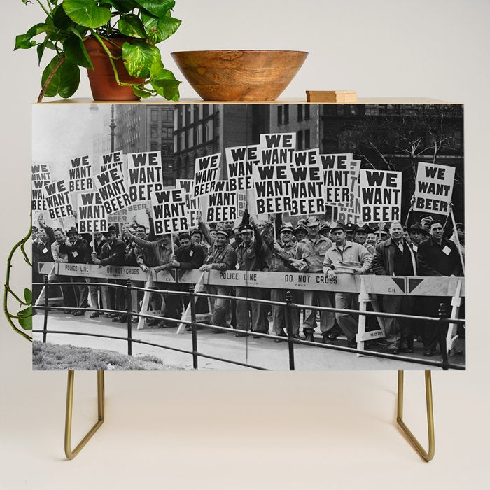 We want beer prohibition 18th amendment voldstad act protest drinking alcoholic beverages vintage photograph - photography - photographs  Credenza Gallery Image 1