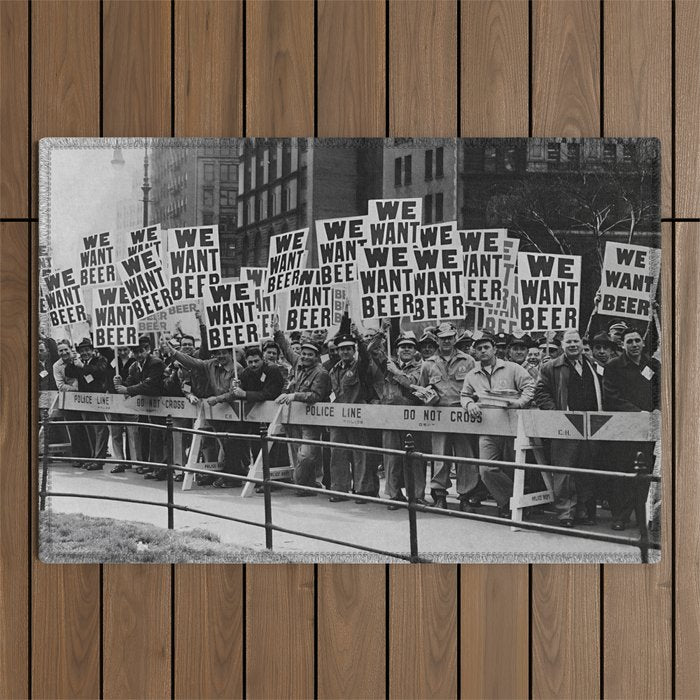 We want beer prohibition 18th amendment voldstad act protest drinking alcoholic beverages vintage photograph - photography - photographs  Outdoor Rug Gallery Image 1