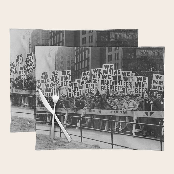 We want beer prohibition 18th amendment voldstad act protest drinking alcoholic beverages vintage photograph - photography - photographs  Placemat Gallery Image 1