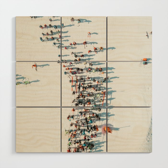 Aerial shot of ski resort Wood Wall Art Gallery Image 1