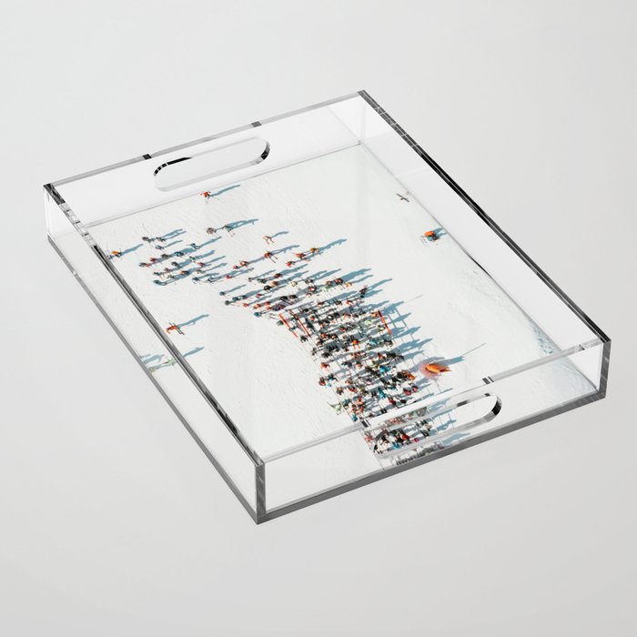 Aerial shot of ski resort Acrylic Tray Gallery Image 1