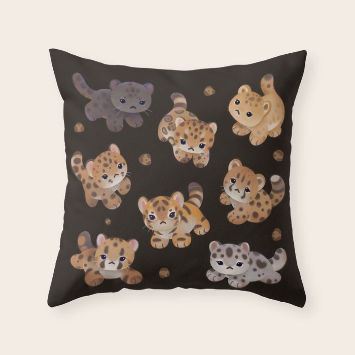The year of big cat cubs - dark Throw Pillow Gallery Image 6