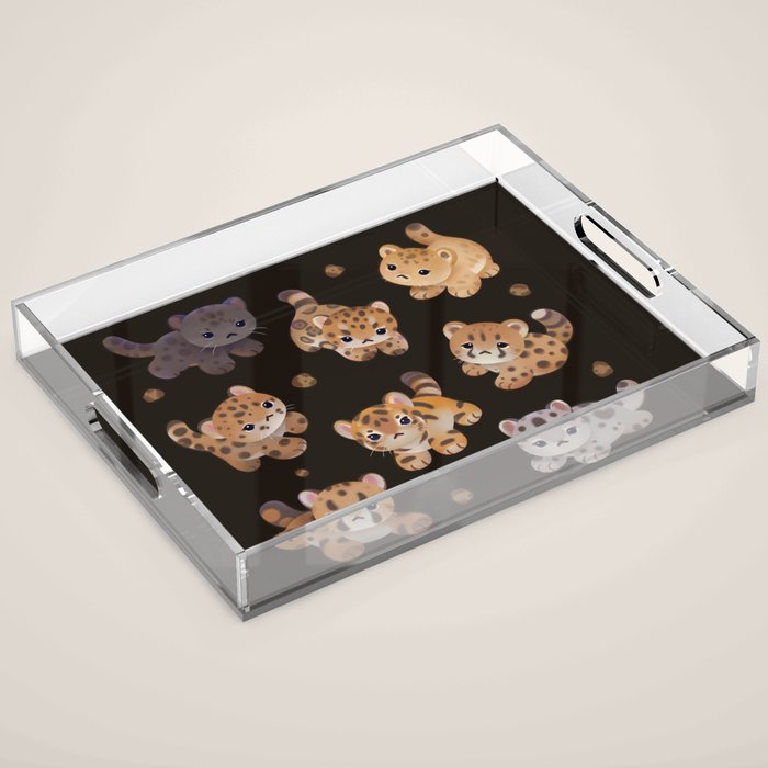 The year of big cat cubs - dark Acrylic Tray Gallery Image 1