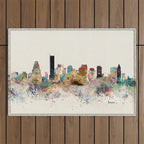 boston city skyline Outdoor Rug Gallery Image 1
