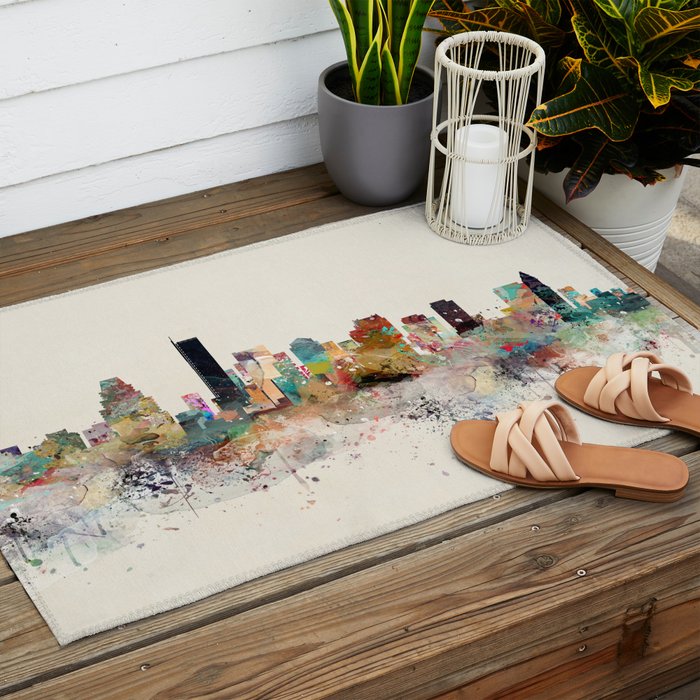 boston city skyline Outdoor Rug Gallery Image 2