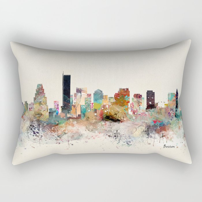 boston city skyline Rectangular Pillow Gallery Image 2