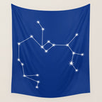 Sagittarius Zodiac Star Constellation Line Art Dark Blue Wall Tapestry Gallery Image 4