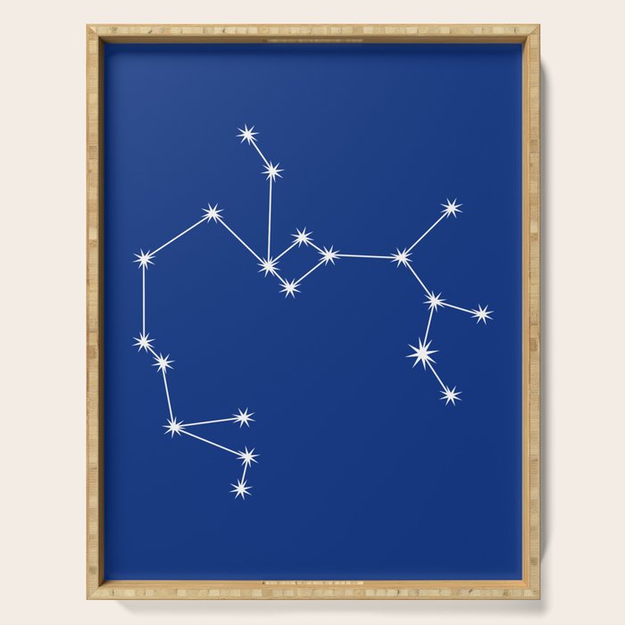 Sagittarius Zodiac Star Constellation Line Art Dark Blue Serving Tray Gallery Image 1