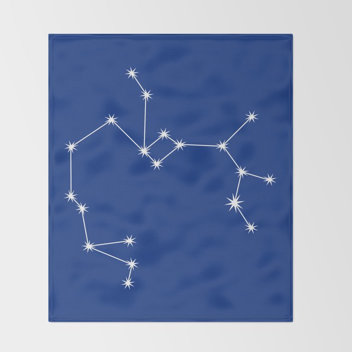 Sagittarius Zodiac Star Constellation Line Art Dark Blue Throw Blanket Gallery Image 2