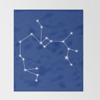 Sagittarius Zodiac Star Constellation Line Art Dark Blue Throw Blanket Gallery Image 2