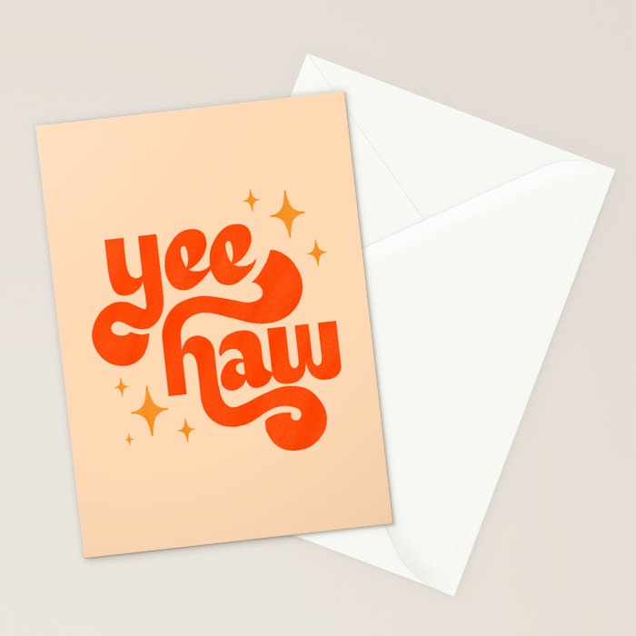 Yee Haw - Orange on Cream Stationery Card Gallery Image 2