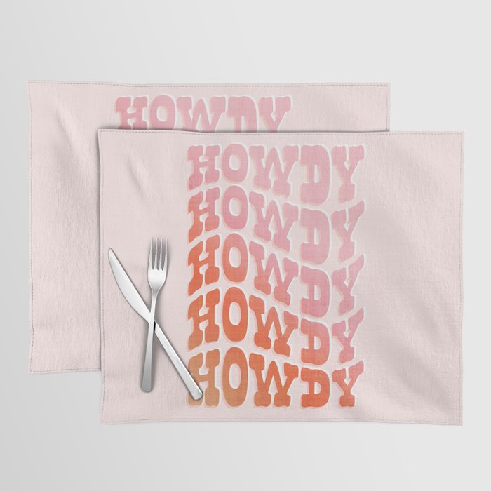 Typographic Howdy Repeat - Pastel Peachy Pink Placemat Gallery Image 1