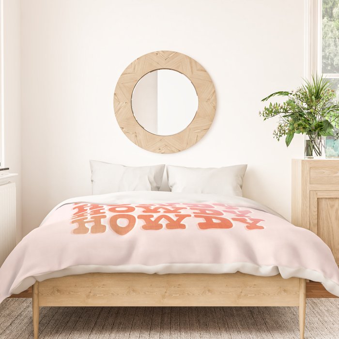 Typographic Howdy Repeat - Pastel Peachy Pink Duvet Cover Gallery Image 3