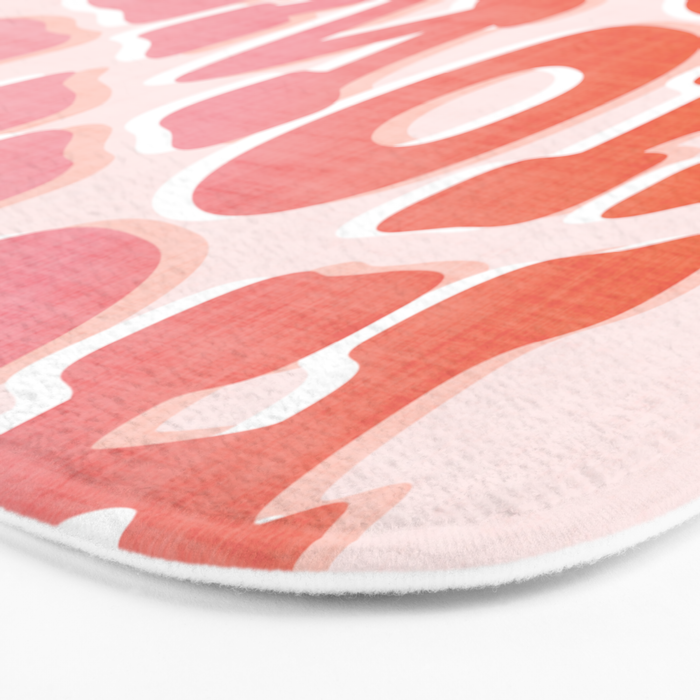 Typographic Howdy Repeat - Pastel Peachy Pink Bath Mat Gallery Image 3