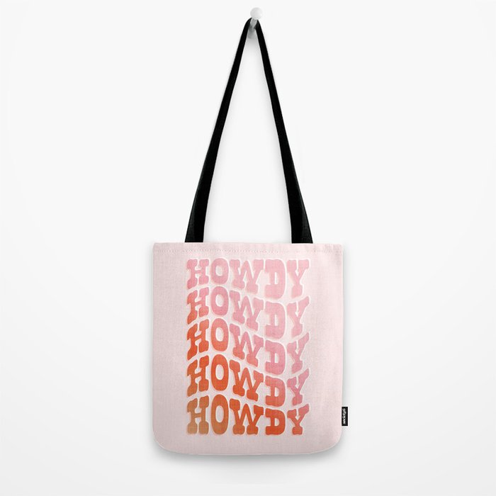 Typographic Howdy Repeat - Pastel Peachy Pink Tote Bag Gallery Image 2