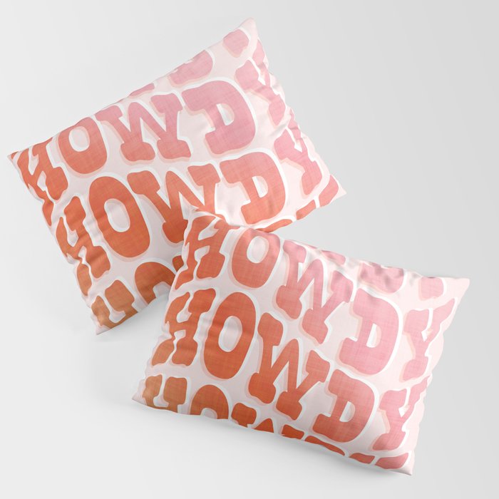 Typographic Howdy Repeat - Pastel Peachy Pink Pillow Sham Gallery Image 3