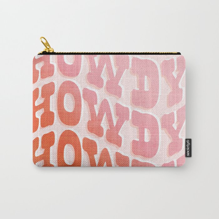 Typographic Howdy Repeat - Pastel Peachy Pink Carry All Pouch Gallery Image 1