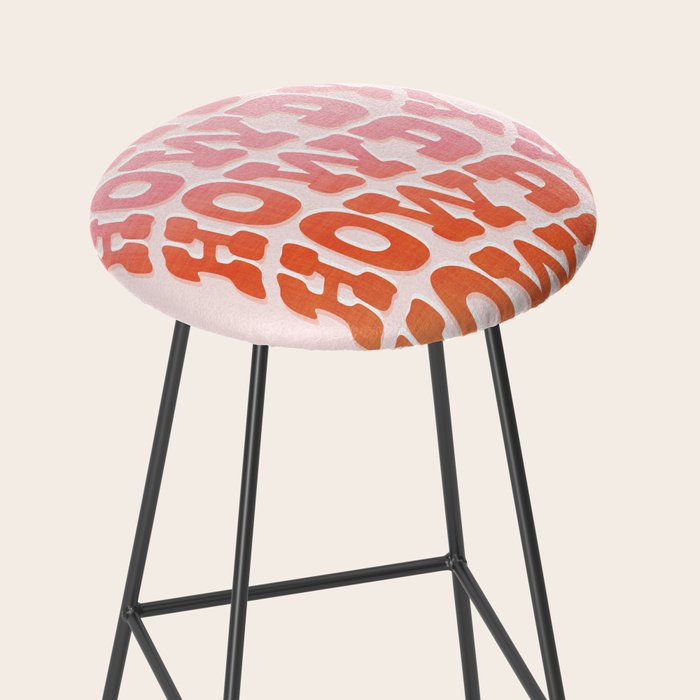 Typographic Howdy Repeat - Pastel Peachy Pink Stool Gallery Image 2