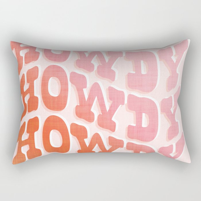 Typographic Howdy Repeat - Pastel Peachy Pink Rectangular Pillow Gallery Image 1