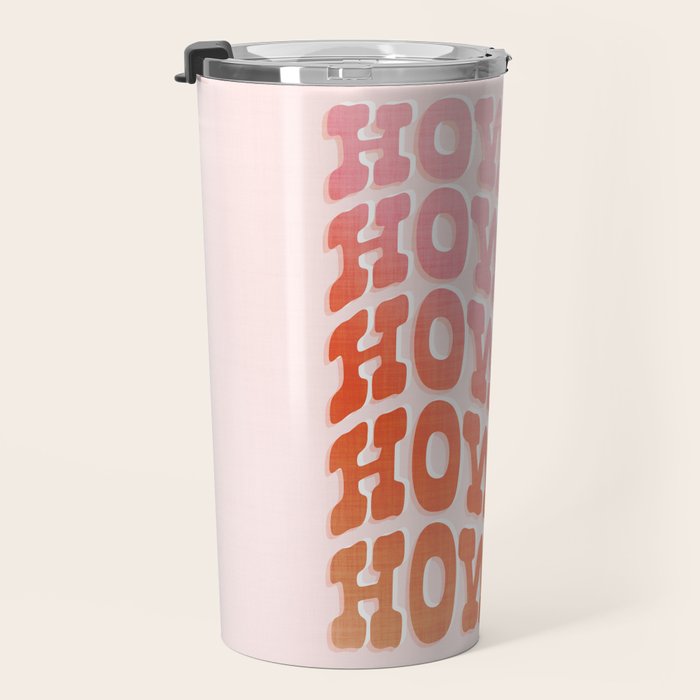 Typographic Howdy Repeat - Pastel Peachy Pink Travel Mug Gallery Image 3
