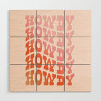 Typographic Howdy Repeat - Pastel Peachy Pink Wood Wall Art Gallery Image 1