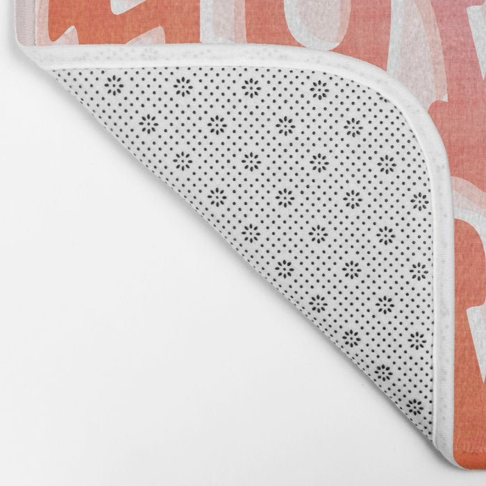 Typographic Howdy Repeat - Pastel Peachy Pink Bath Mat Gallery Image 2