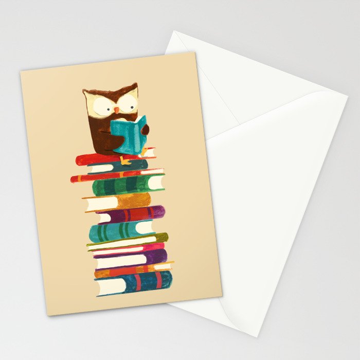 Owl Reading Rainbow Stationery Card Gallery Image 2