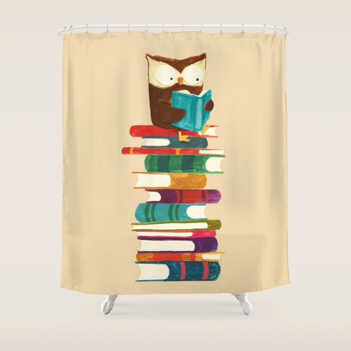Owl Reading Rainbow Shower Curtain Gallery Image 1