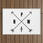 PNW Pacific Northwest Compass - Black and White Forest Outdoor Rug Gallery Image 1
