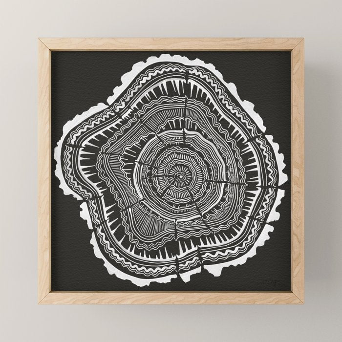 Growth Rings - 65 Years - Black Mini Art Print Gallery Image 1