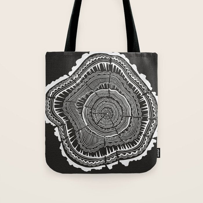 Growth Rings - 65 Years - Black Tote Bag Gallery Image 1