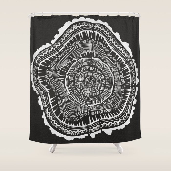 Growth Rings - 65 Years - Black Shower Curtain Gallery Image 1