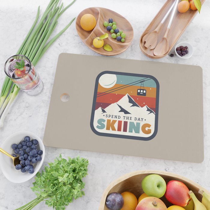 Spend The Day Skiing-Ski Badge Cutting Board Gallery Image 2