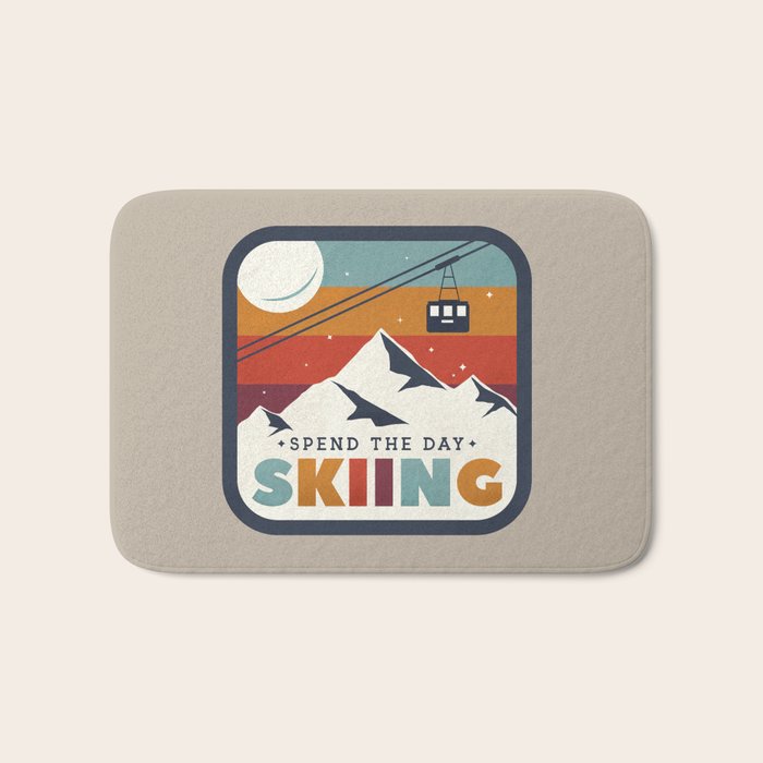 Spend The Day Skiing-Ski Badge Bath Mat Gallery Image 1