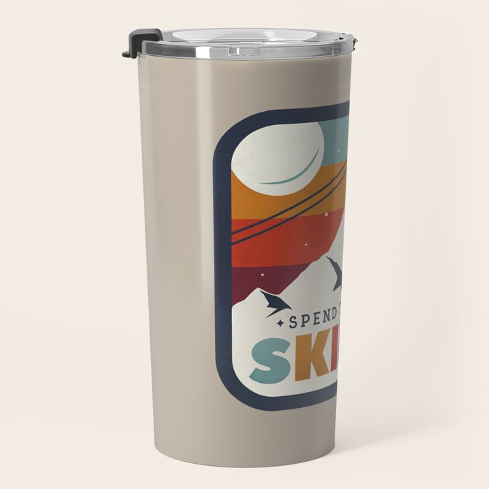 Spend The Day Skiing-Ski Badge Travel Mug Gallery Image 3