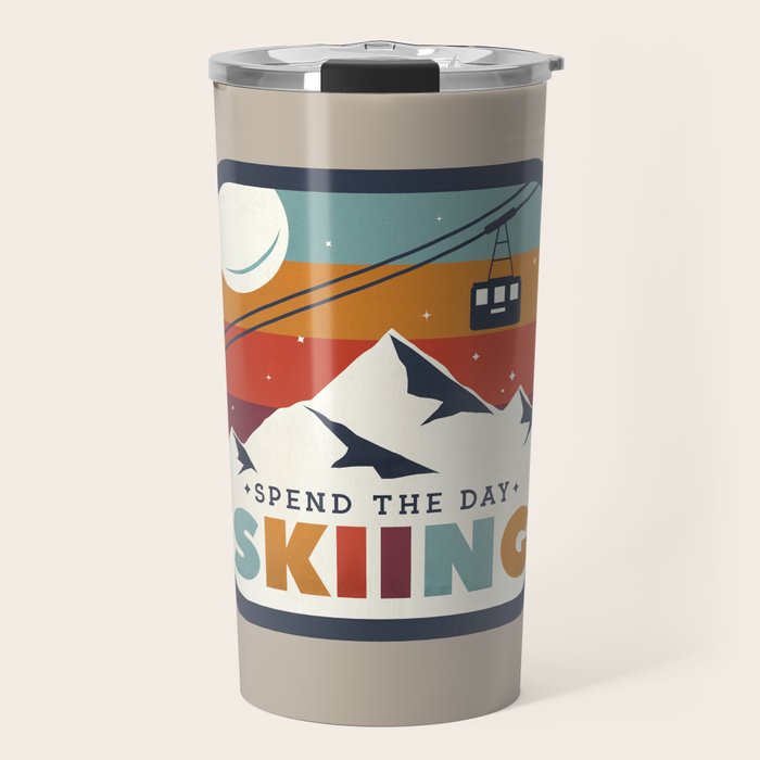 Spend The Day Skiing-Ski Badge Travel Mug Gallery Image 1