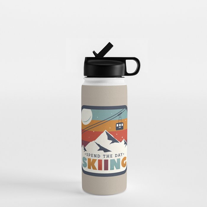 Spend The Day Skiing-Ski Badge Water Bottle Gallery Image 1