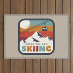 Spend The Day Skiing-Ski Badge Outdoor Rug Gallery Image 1
