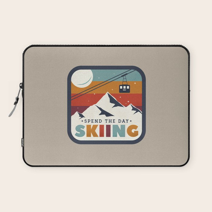 Spend The Day Skiing-Ski Badge Laptop Sleeve Gallery Image 1