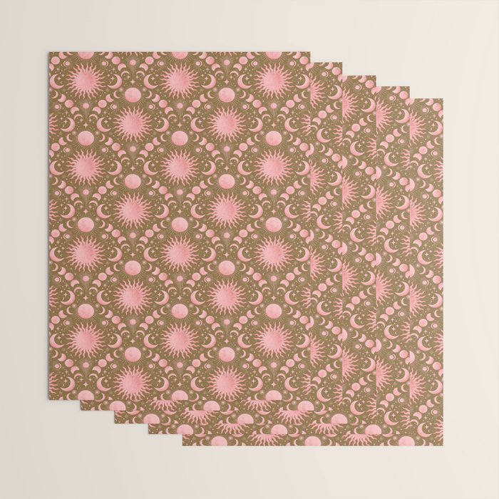 Dusty Pink Boho Celestial Wrapping Paper Gallery Image 3