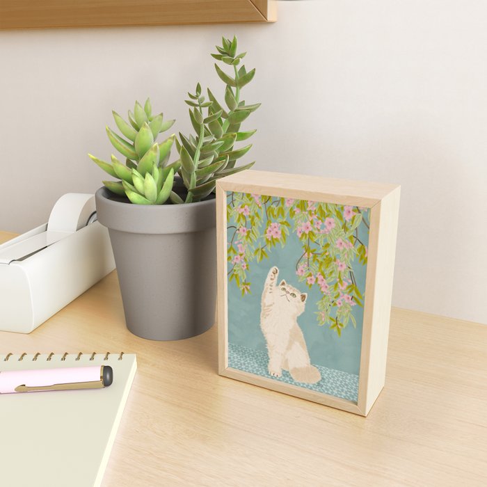 Curious Kitten in Bloom Mini Art Print Gallery Image 2