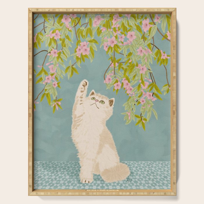 Curious Kitten in Bloom Serving Tray Gallery Image 1