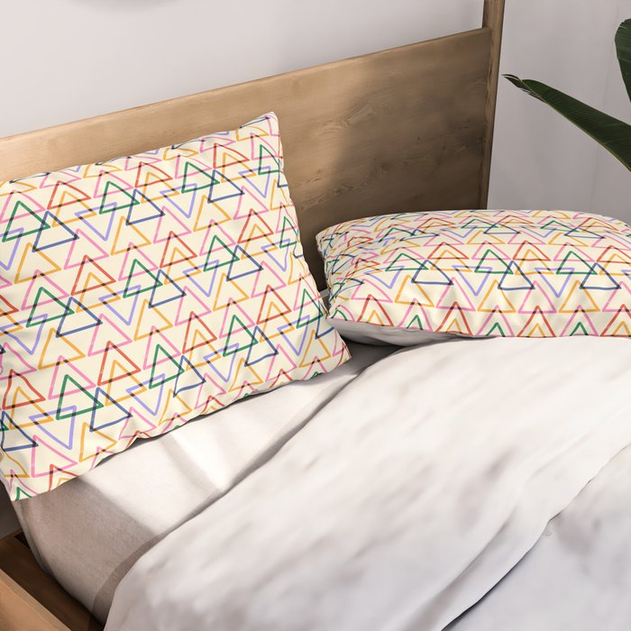 Colorful Triangle Stamp Pattern Pillow Sham Gallery Image 2