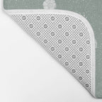 Green and White Vintage Block Print Floral Bath Mat Gallery Image 2