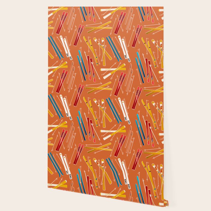 Retro Ski Pattern Illustration Wallpaper Gallery Image 2