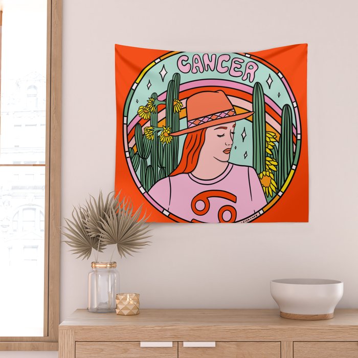 Cancer Cowgirl Wall Tapestry Gallery Image 2