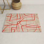 Bold Red Lines Artwork Beige Background  Rug Gallery Image 1